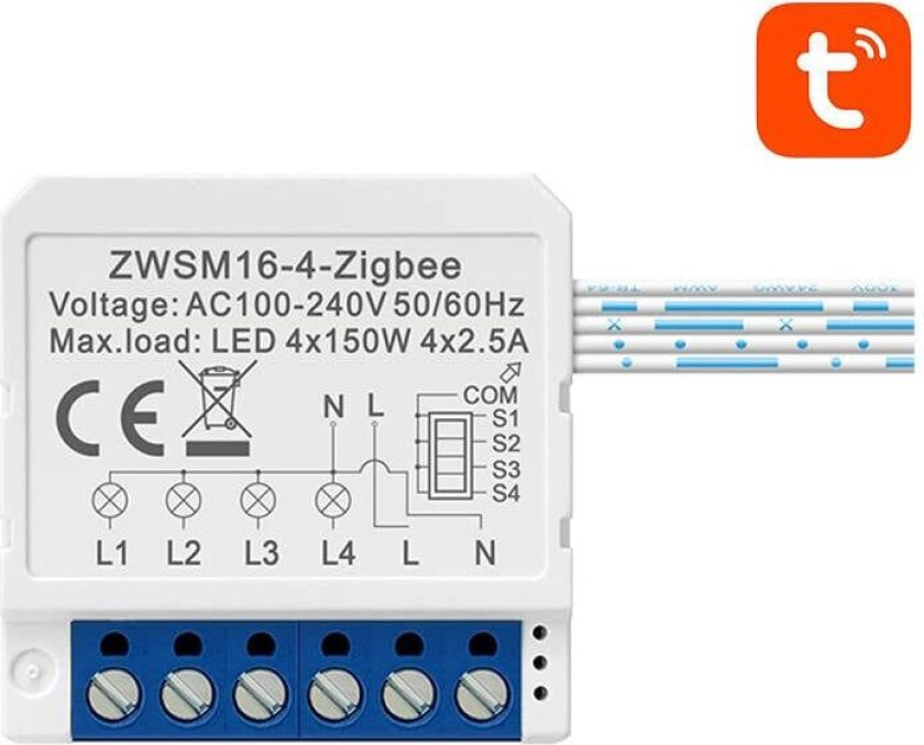 Smart Switch Module ZigBee Avatto ZWSM16-W4 TUYA