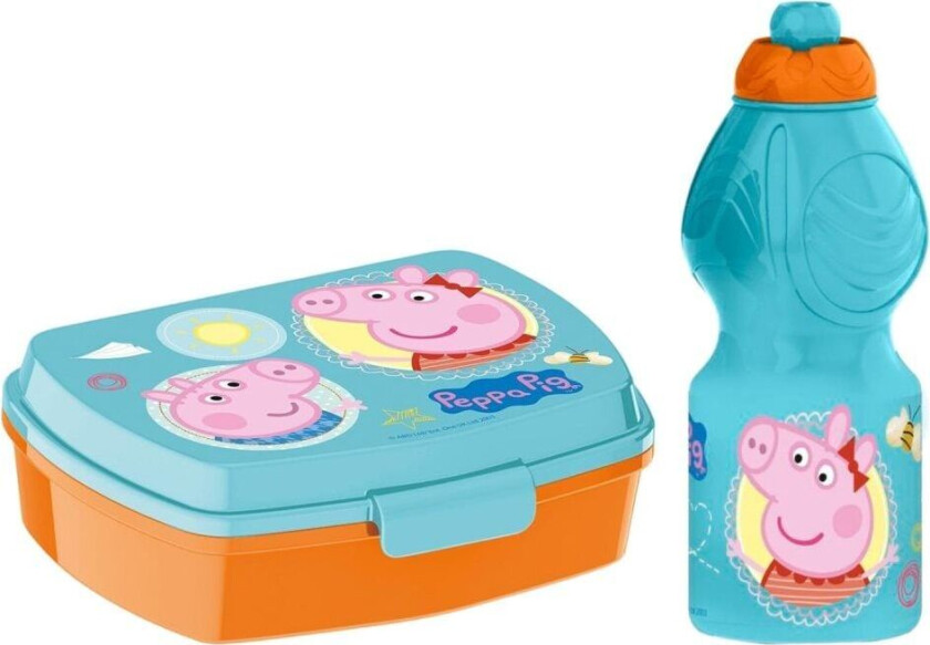 2-Pack Peppa Pig Peppa Gris & George Matboks & Pop-up vannflaske