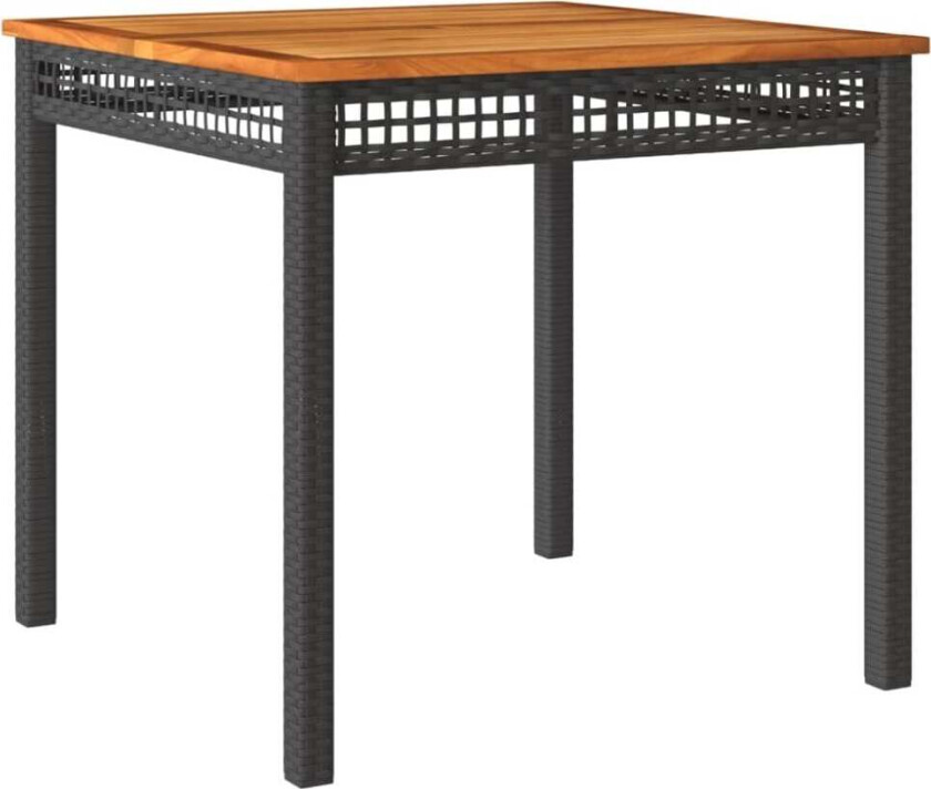 vidaXL Hagebord svart 80x80x75 cm polyrotting og akasie