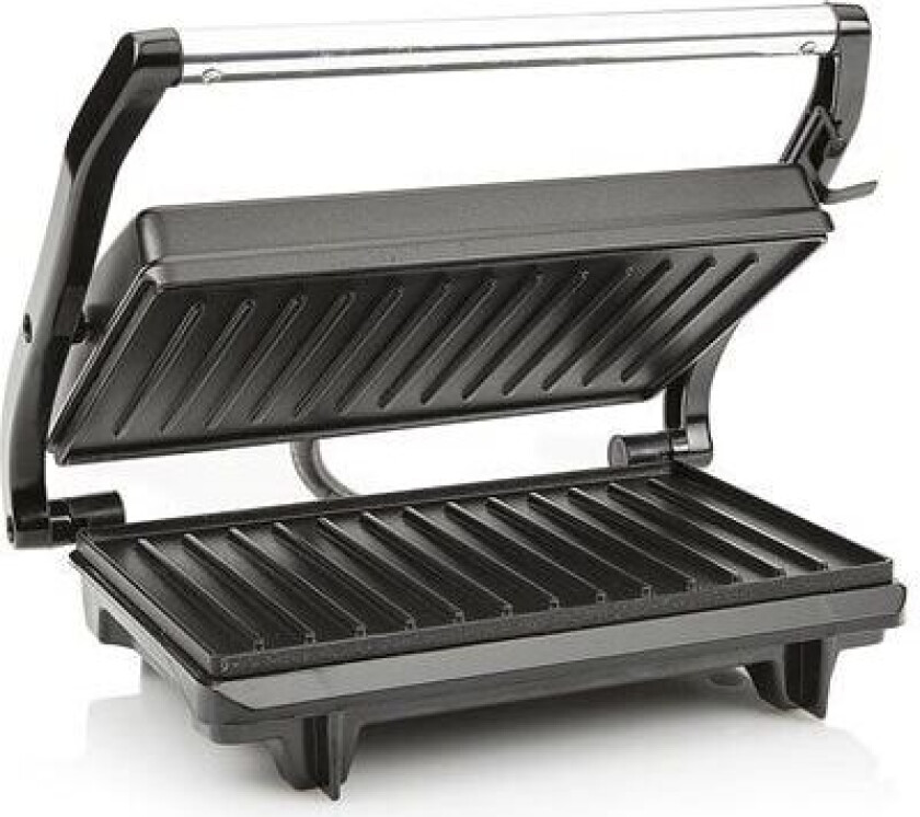 TriStar GR-2650, Sort, Rustfritt stål, Rektangulær, Griddle, 225 x 140 mm, Hengslet Lokk, Låsbart lokk, Kraft indikator