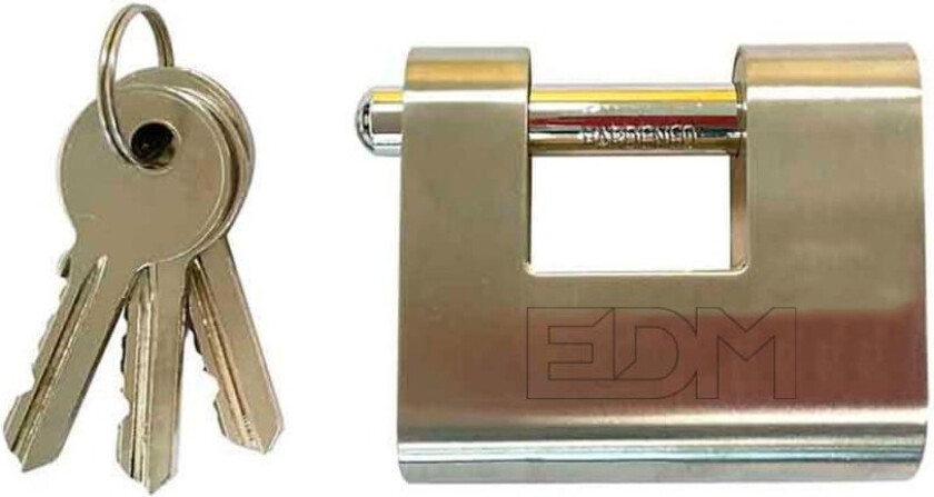 Hengelås med nøkkel EDM Security Messing (6 x 5,3 x 2,55 cm)