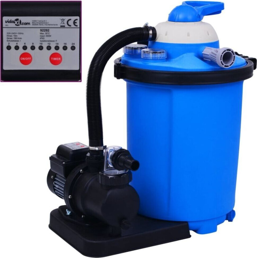 Sandfilterpumpe med timer 550 W 50 L