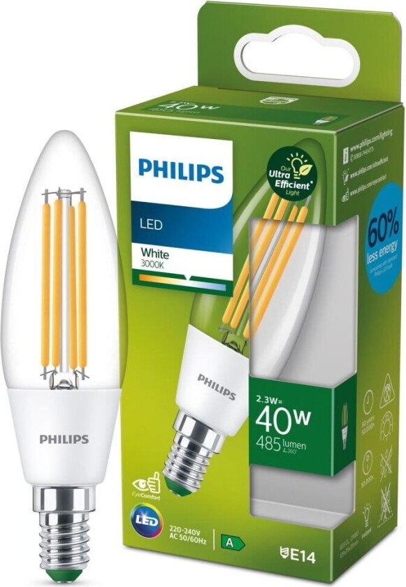 LED-lyspære Candle 2,3W/830 (40W) Clear E14