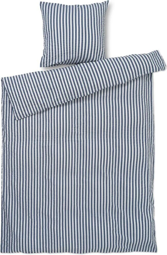 Bæk&Bølge; Lines sengesett 140 x 200 cm Mørkeblå-hvit