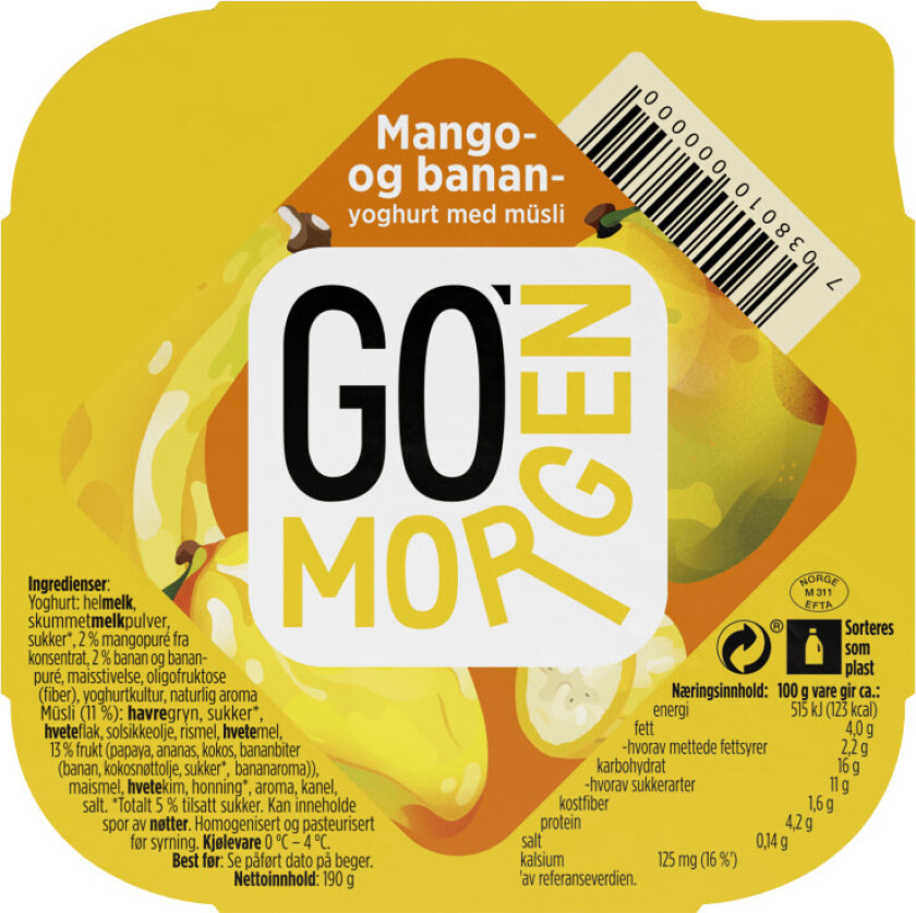 Tine Go' Morgen Mango/Banan 190g