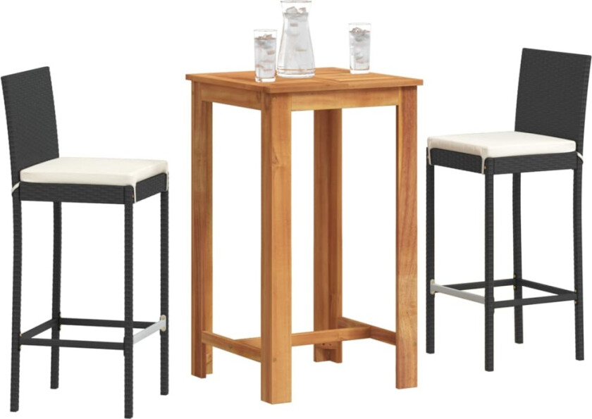 Hagebarsett 3 deler svart heltre akasie og polyrotting