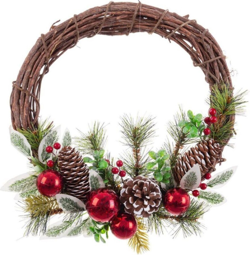 Julekrans Brun Rød Flerfarget Rotting Plast Skumblad Ananas 30 x 30 cm