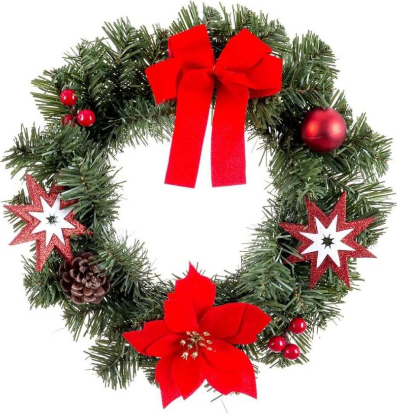 Julekrans Rød Grønn Plast 30 cm