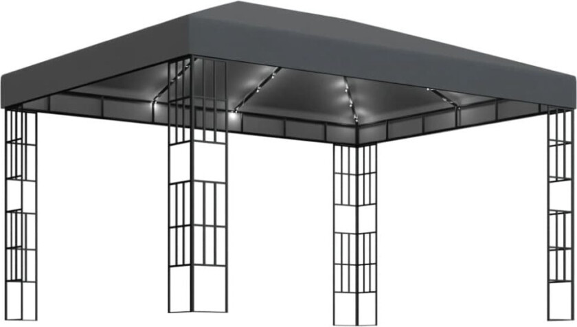 Paviljong med LED-lysslynge 3x4 m antrasitt