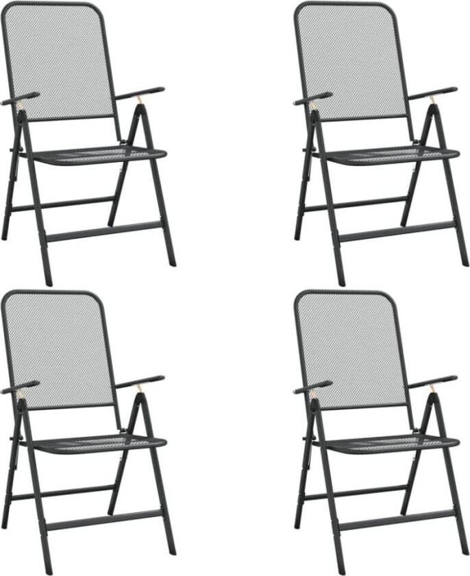 Sammenleggbare hagestoler 4 stk strekkmetall netting antrasitt