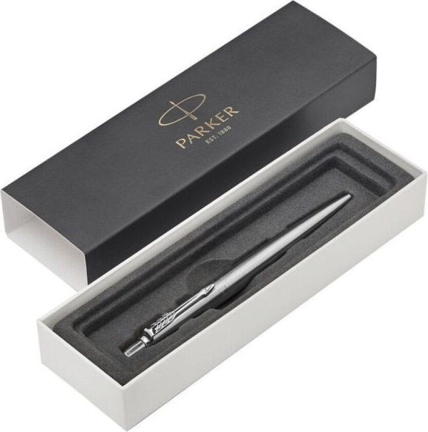 Jotter Ballpoint Pen | Stainless Steel with Chrome Trim | Medium Point Blue Ink | Gift Box
