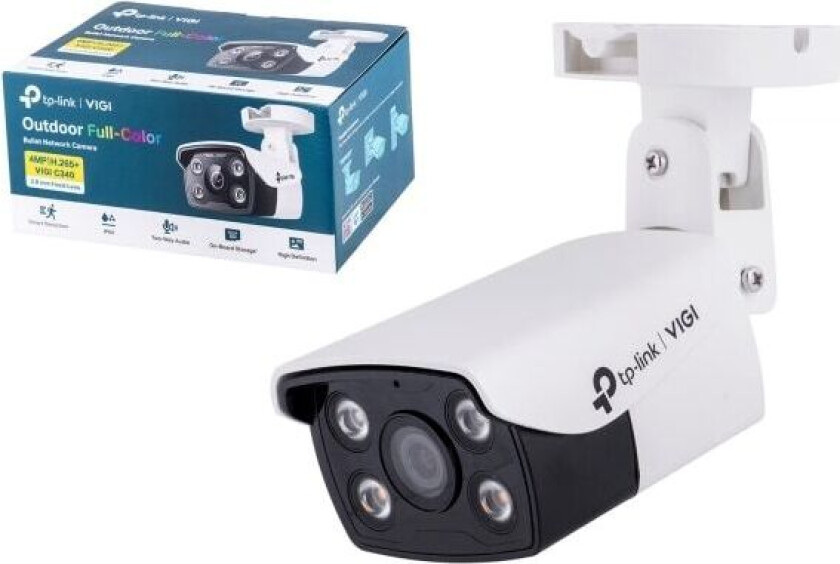 VIGI 4MP Outdoor Full-Color Network Camera VIGI C340 month(s) Bullet 4 MP 2.8 mm IP66 H.265+/H.265/H.264+/H.264 MicroSD