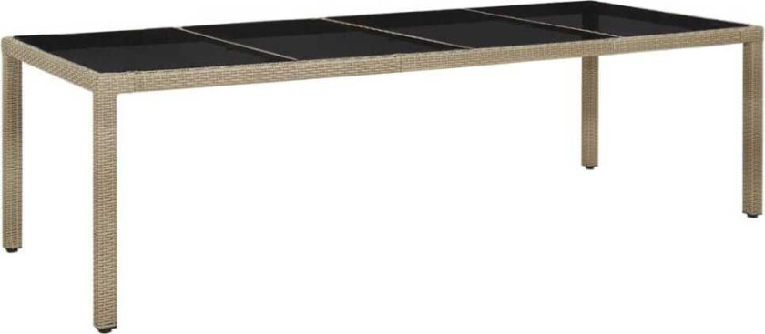 Hagebord 250x100x75 cm herdet glass og polyrotting beige