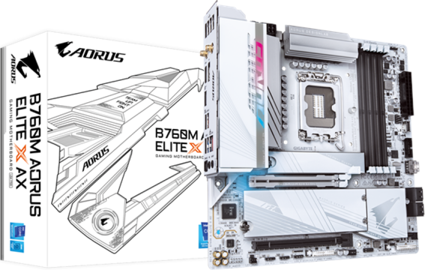B760M AORUS ELITE X AX Hovedkort - Intel B760 - Intel LGA1700 socket - DDR5 RAM - Micro-ATX