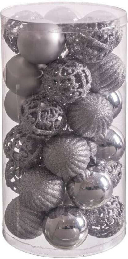 Juletrekuler Sølvfarget plast 5 x 5 x 5 cm (30 antall)