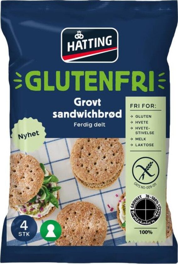 Sandwichbrød Grovt glutenfri 4stk