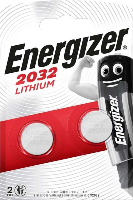 Lithium Knappecellebatteri CR2032, 3 V 2-pakning