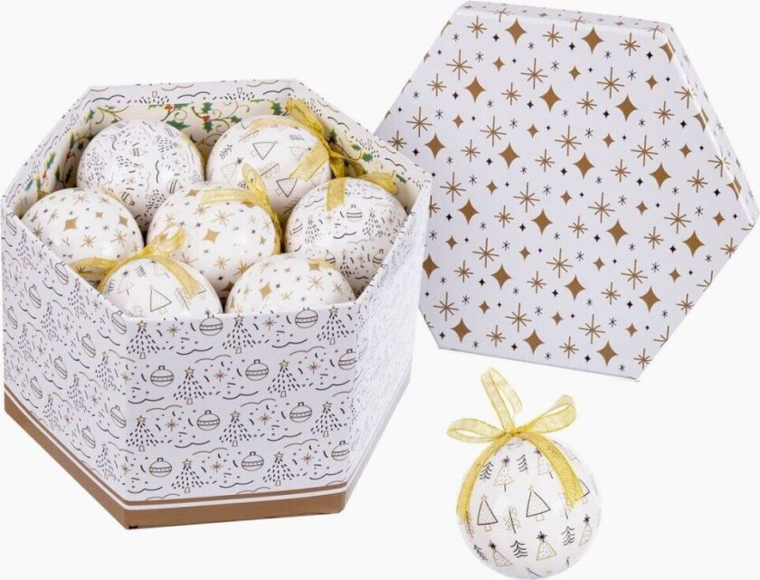 Juletrekuler White Golden Paper Polyfoam 7,5 x 7,5 x 7,5 cm (14 antall)
