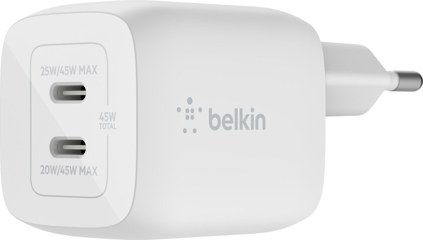45W GaN Dual PD/PPS mini snabbladdare för laptop, mobil, sufplatta, vit