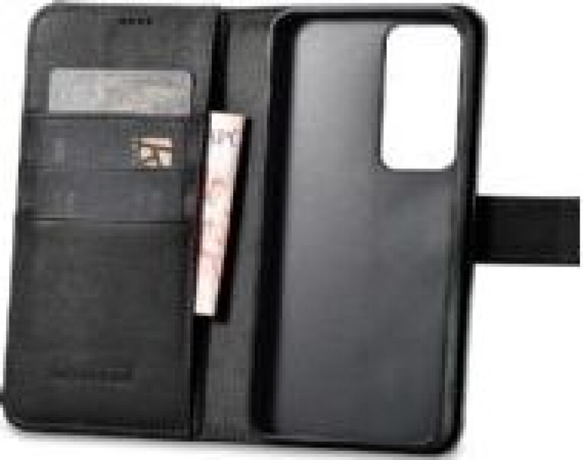 iCarer Wallet Case deksel til Samsung Galaxy S23 lær deksel lommebok sort