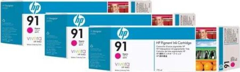 Hp Blekk Magenta No.91 - Z6100 775ml 3-pack