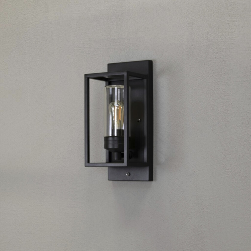 Trani Vegglampe Skumringsrelé Svart E27 Gløde Klart glass