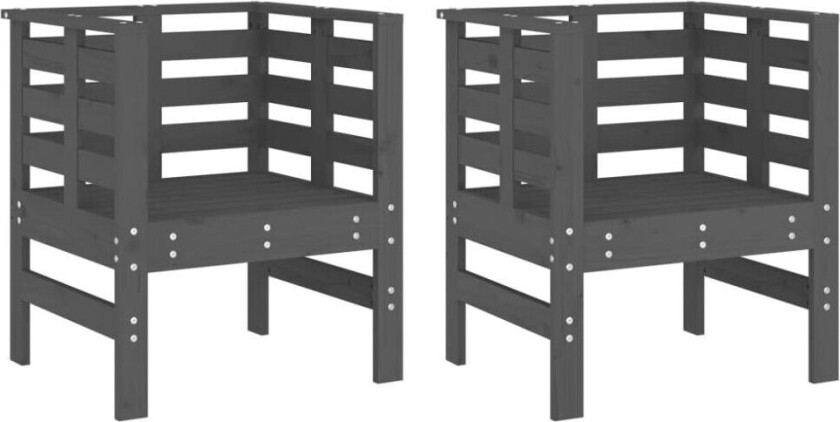 Hagestoler 2 stk grå 61,5x53x71 cm heltre furu