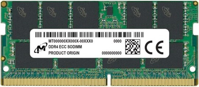 Micron - DDR4 - modul - 16 GB - SO DIMM 260-pin - 3200 MHz / PC4-25600 - CL22 - 1.2 V - ikke-bufret - ECC