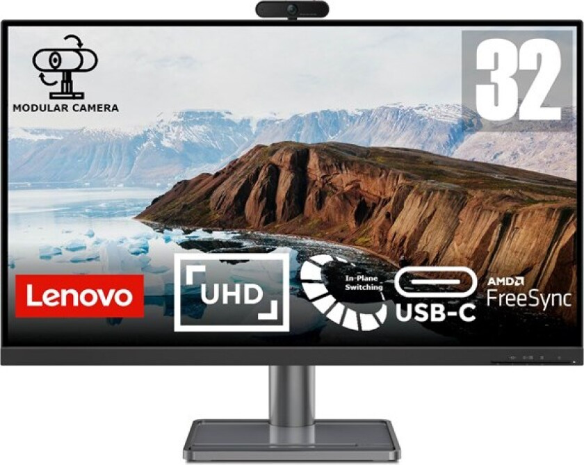 32" Lenovo L32P-30 W. Webcam - 3840x2160 - IPS - 75W UBS-C - 4 ms - Skjerm