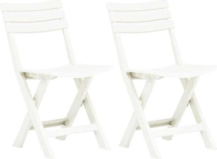 Foldbare hagestoler 2 stk plast hvit