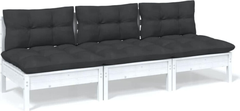 3-seters hagesofa med antrasitt puter heltre furu