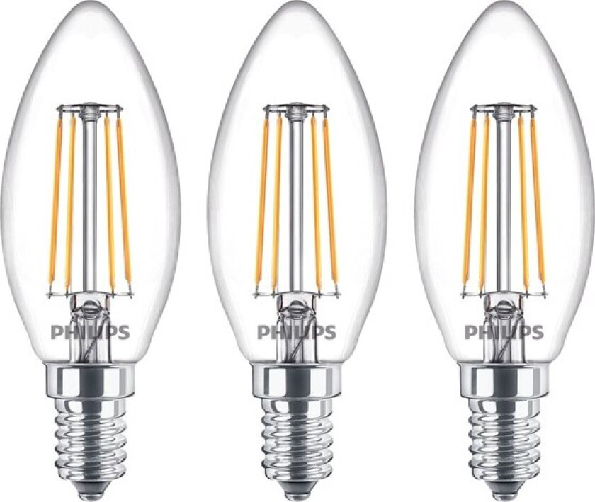 LED-lyspære Classic Candle 4,3W/827 (40W) Clear 3-pack E14