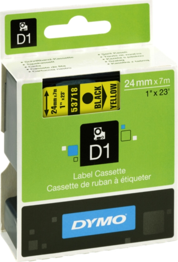 Dymo Tape D1 24mm Svart/gul