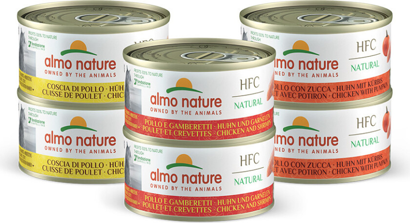 Almo Nature 6 x 70 g - Mixpakke med kylling