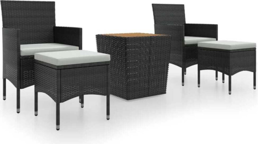 Hagebistrosett 5 deler polyrotting og heltre akasie svart