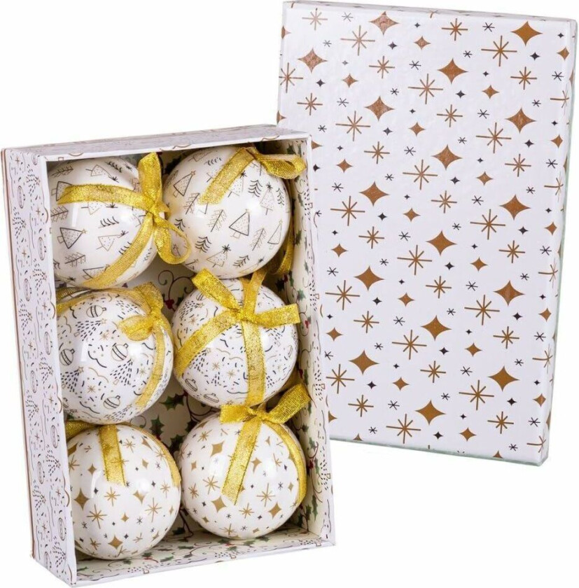 Juletrekuler White Golden Paper Polyfoam 7,5 x 7,5 x 7,5 cm (6 tall)