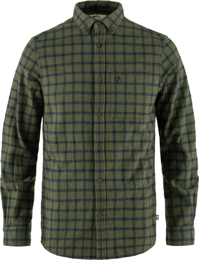 Men's Övik Flannel Shirt S, Laurel Green-Indigo Blue