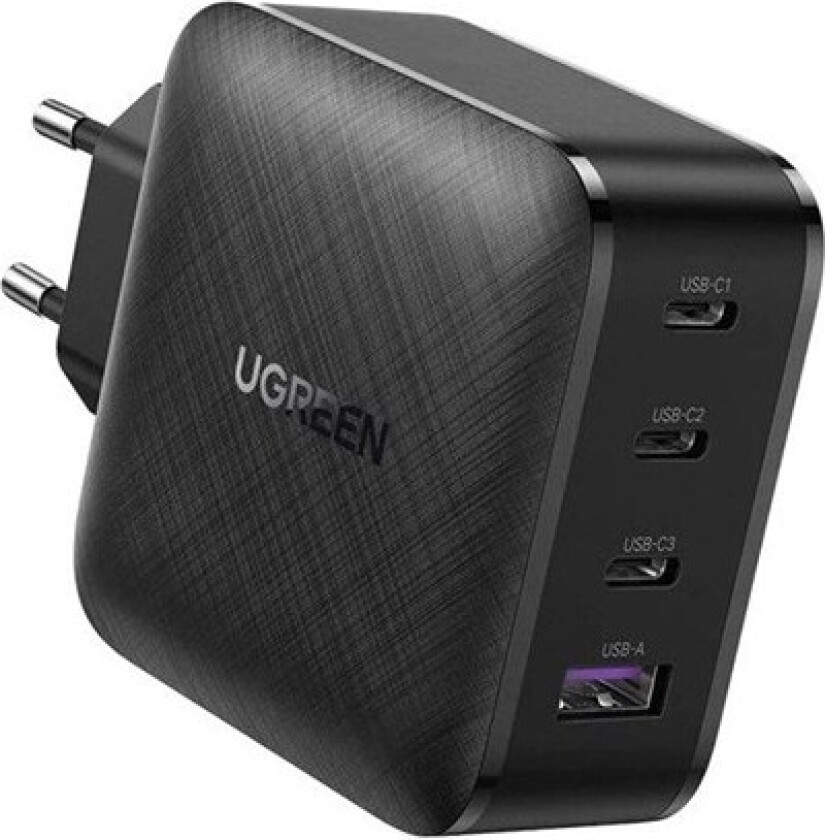 - Strømadapter - 65 watt - 5 A - PD 3.0, QC 4+ - 4 utgangskontakter (USB, 3 x USB-C) - Europa