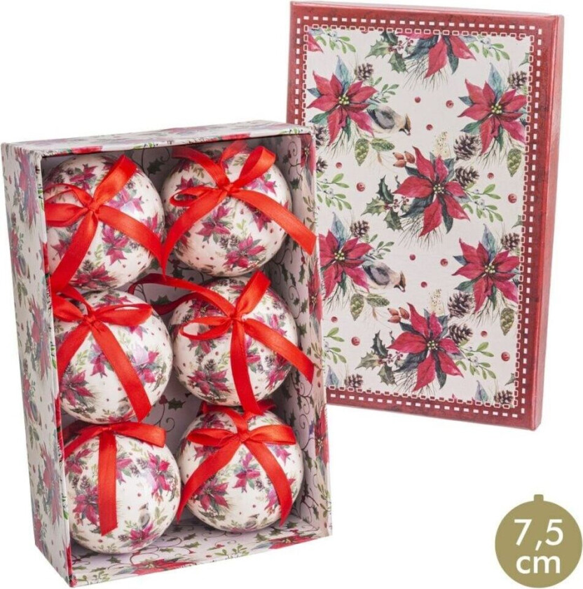 Juletrekuler Flerfarget Papir Polyfoam Blomst 7,5 x 7,5 x 7,5 cm (6 tall)