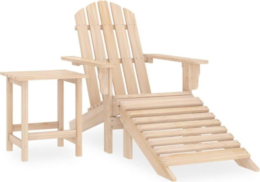 Adirondack hagestol med ottoman og bord heltre gran