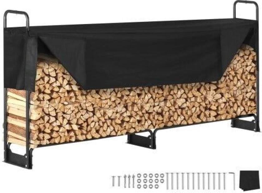 utendørs vedstativ med lokk 2590 x 360 x 1170 mm