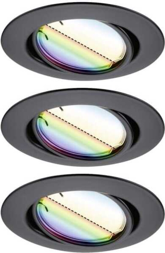 92468 LED-indbygningslys Sæt med 3 stk. LED (RGB) 14.7 W Sort (mat)