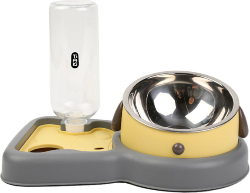fôr- og vanndispenser 2-i-1 - 200 ml fôrskål + 500 ml flaske