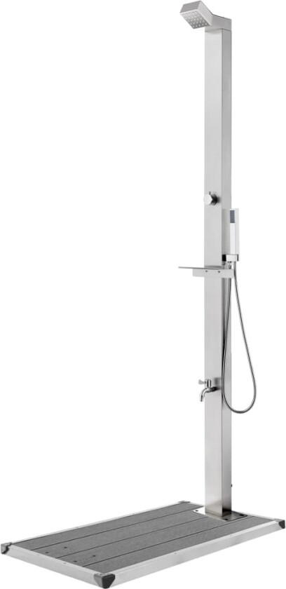 Hagedusj med grått dusjbrett 225 cm rustfritt stål