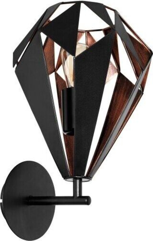 Carlton 1, Overflatebehandlet, E27, Svart, Kobber