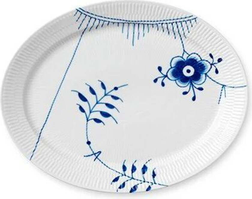 Blue Fluted Mega ovalt fat Diameter 33 cm