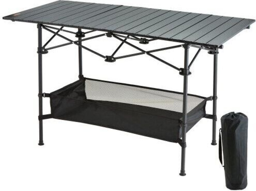 Sammenleggbart campingbord, bærbart utendørs sidebord, lett sammenleggbart bord, ultrakompakt arbeidsbord i aluminium og stål med stor oppbevarings- o