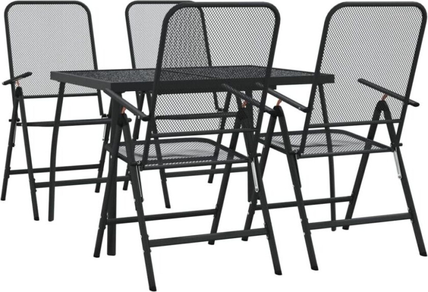 Utendørs spisestue 5 deler antrasitt metallnetting