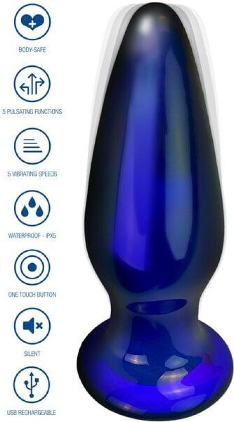ToyJoy Shining Vibrating Glass Plug 11,5 cm Analplugg med vibrator