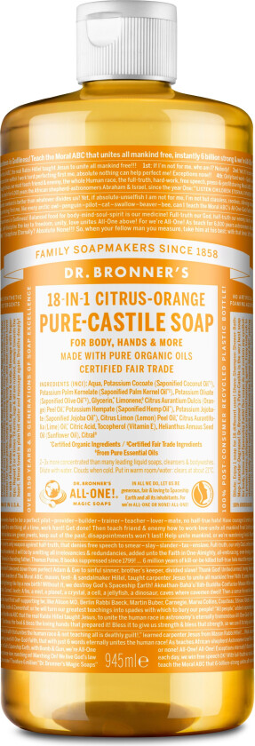 Pure Castile Liquid Soap Citrus-Orange, 945 ml  Håndsåpe